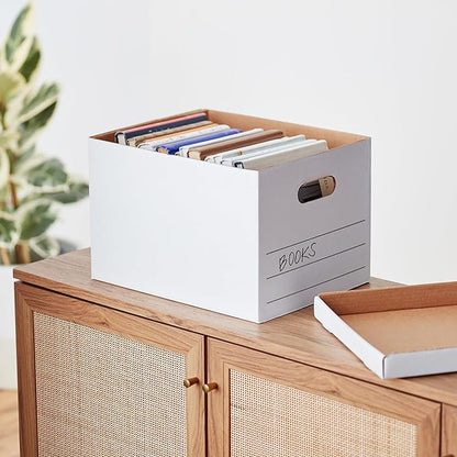 Amazon Basics Storage/Filing Boxes with Lift-Off Lid - Letter/Legal Size, Sturdy, Easy Assembly, White, 16.2" L x 12.5" W x 10.5" H, Pack of 20