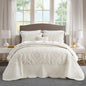 CHIXIN Oversized Bedspread Coverlet Set King Size - Lightweight Bedding Cover - Beautiful Stitching - 5 Piece Reversible Bedspread - Gorgeous Damask Paisley Pattern (King, Ivory-Yellow)