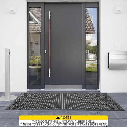Indoor Outdoor Front Door Mats, 48" x 24" Rubber Backing Non Slip Durable Welcome Floor Mats for Patio, Garage Entrance, Stain and Fade Resistant Commercial Doormats for High Traffic