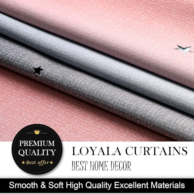 Star Kids Room Curtains, 63 Inch Length, 2 Panels, Light Blocking, Nursery & Girls Style