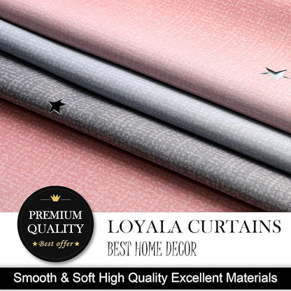 Star Kids Room Curtains, 63 Inch Length, 2 Panels, Light Blocking, Nursery & Girls Style