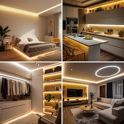 COB LED Strip, Warm White LED Strip Lights 32.8ft, 2700K COB LED Light Dimmable LED Strip, CRI92+, 8mm Width, 24V Flexible COB LED Tape Light for TV, Bedroom, Kitchen Cabinet, Closet, Home.