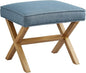 Amazon Basics Small Ottoman Foot Rest, Mid-Century Modern X Square Polyester Foot Stool, Indigo Blue, 20"W x 18"D x 18"H