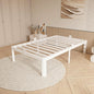 14 Inch Twin Size Bed Frame with Metal Gaskets, No Box Spring Needed, DIY Headboard, Heavy Duty Steel Slat Support, Anti-Slip Mattress Stopper, Round Corner Leg, Easy Assembly, White