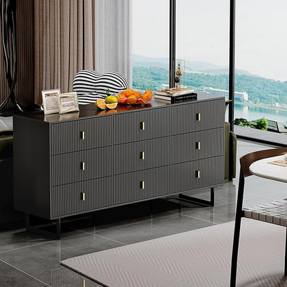 Modern Chest of Drawers with 9 Drawers,Deep Drawers,Clothes Organizer,Large Storage Cabinet for Living Room, Bedroom,Hallway,with Anti-Tipping Device,Dark
