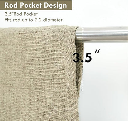 DriftAway Double Layer Linen Blackout Tie Up Curtains Thermal Insulated Fully Lined Balloon Roman Shade Bathroom Window Adjustable Rod Pocket for Small Window 39 Inch by 55 Inch Light Khaki Linen