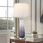 Glass Table Lamps for Living Room, Modern Bedside Lamps with USB A+C Ports, 3-Way Dimmable Touch Control Nightstand Lamp with White Linen Shade, 27.5" Large Lamps for Bedrooms Decor, Grey, 1 Pack