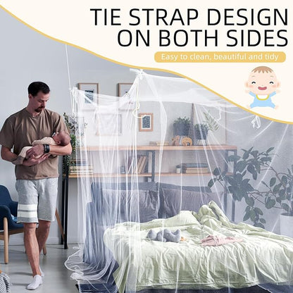 4 Corners Mosquito Net for Mosquiteros para Camas Bed Canopies Netting Bed Drapes Rectangular Mosquito Mesh for Camping Home Outdoor Travel(White,L75 X W47 X H59 Inch,1 Opening)