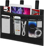 Bedside Caddy Storage Organizer, Hanging Storage Bag Pocket for Bunk/Hospital Beds,College Dorm Organizer for Remotes Phone,College Dorm,Camp,Bed Rails(4 Pockets),Black