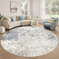 8ft Round Area Rug Living Room Rugs - 8x8 Washable Large Soft Indoor Neutral Modern Abstract Low Pile Rug Carpet for Bedroom Dining Room Farmhouse Home Office - Beige Blue