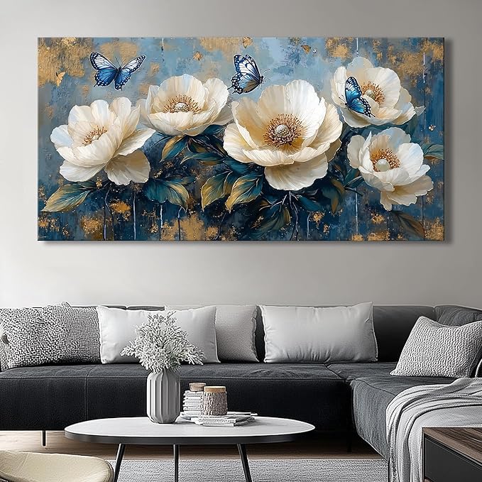 Flowers Canvas Wall Art - Modern landscape Paintings for Living Room, Bedroom Wall Decor, Framed Wall Art for Home or Office Decoration, Large Wall Art 60x120cm(24x48in)