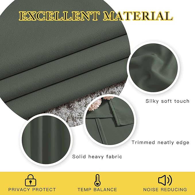 NICETOWN Dark Mallard Blackout Curtains 84 inch Length 2 Panels, Grommet Thermal Insulated Window Treatments Light & Sound Reducing Drapes for Living Room/Bedroom, W46 x L84