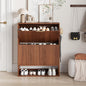 Garvee Fluted Shoe Storage Cabinet, Slim Hidden Shoe Rack Cabinet with 2 Flip Drawers & Bottom Open Shelf, Freestanding Entryway Organizer, Perfect for Closet, Hallway, Foyer, Walnut