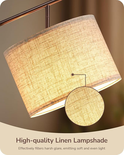 EDISHINE 64.7" Modern Minimalist Floor Lamps for Living Room with 3 Color Temperatures Bulb & Adjustable Linen Shade, Foot Pedal Switch, Tall Standing Lamp for Bedroom Office, Brown