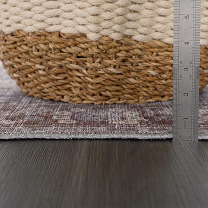 Bloom Rugs Washable 9' x 12' Rug - Brown/Dark Gray Traditional Area Rug for Living Room, Bedroom, Dining Room, and Kitchen - Exact Size: 9' x 12'