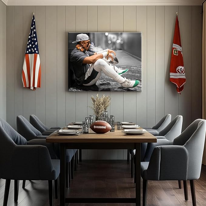 B.B.F MAKE 2025 Super Canvas Bowl Wall Art Champions Eagles Poster Print Philadelphia Hurts Painting Canvas Wall Decor Sports Star Picture Modern Bedroom Living Room Home Decoration, Framed 20x24inch