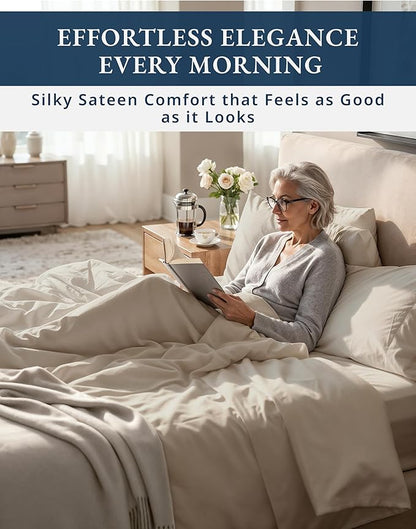 LANE LINEN 100% Egyptian Cotton Sheets Twin Size Bed Set - 1000 Thread Count, Machine Washable, Naturally Temperature Regulating, Sustainable, No Pill, Fade Resistant Twin Bedding Set – Taupe