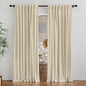 RYB Home Velvet Blackout Curtains - Smooth Plush Privacy Blackout Energy Efficient Window Treatment Luxury Decoration for Living Room, W62 x L84, Light Beige, 2 Pieces