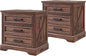 ACCOHOHO Farmhouse Nightstands Set of 2, 22 Inch Wide End Table with Charging Station & 3 Large Drawers, Rustic Wood Small Dresser Chest of Drawers for Bedroom, Living Room, Brown
