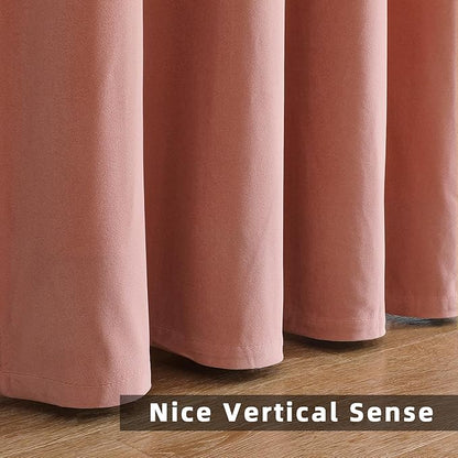 Joydeco Pink Velvet Curtains 120 inch Length 2 Panels, Luxury Blackout Rod Pocket Thermal Insulated Window Curtains, Super Soft Room Darkening Drapes for Living Dining Room Bedroom,W52 x L120 inches