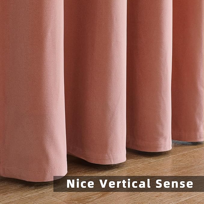 Joydeco Pink Velvet Curtains 90 inch Length 2 Panels, Luxury Blackout Rod Pocket Thermal Insulated Window Curtains, Super Soft Room Darkening Drapes for Living Dining Room Bedroom,W52 x L90 inches