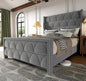 Queen Size Bed Frame with 56" Headboard - Velvet Upholstered Wingback Platform Bed Frame, Noise Free, Sturdy Wooden Slat Support (Deep Gray, Queen)