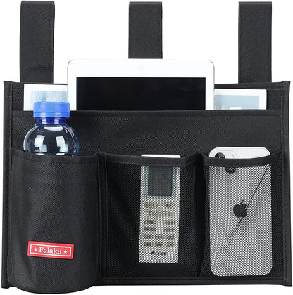 Falaku Hanging Bedside Caddy,Bedside Organizer Caddy for Bed Rails(Classic 4 Pockets-Black)