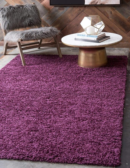 Unique Loom Solid Shag Collection Area Rug (5' 1" x 8' Rectangle Eggplant Purple)