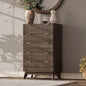 43'' Hight 5 Drawers Dresser for Bedroom,Modern Fluted Vertical Chest with Rounded Corners,Fluted Dresser for Living Room,Hallway, Walnut