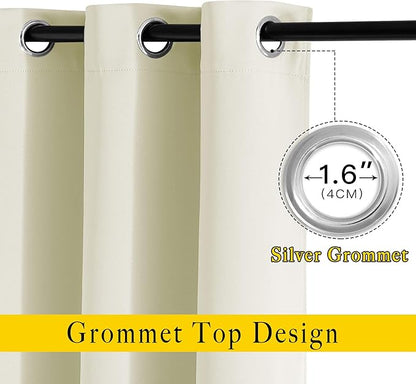 NICETOWN Room Darkening Curtains and Drapes for Bedroom - Grommet Energy Saving Thermal Insulated Light Blocking Window Treatments for Kitchen (Beige, 1 Pair, W46 x L54)