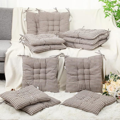 Geetery 12 Pcs Floor Pillows for Classroom Bulk Square Seating Cushions for Floor Chair School Kindergarten Reading Corner, 15.7'' Large Thick Meditation Cushions Yoga Nursery Daycare (Plaid Color)