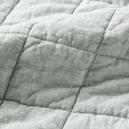 Hyde Lane Luxury Linen Quilt Set King Size, European Flax Cotton Blend Bedding for Bedspread and Coverlet, Box Stitched, with 2 Pillow Shams, 106"x96", Sage