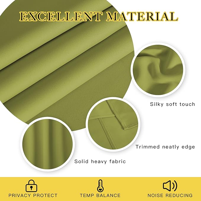NICETOWN Blackout Curtain for Bedroom 90 inches Long - Window Treatment Thermal Insulated Grommet Room Darkening Drape for Living Room (Fresh Green, 1 Panel, 46 by 90 inches)