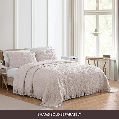 Beatrice Home Fashions Medallion Chenille Bedspread, King, Blush