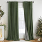Olive Green Blackout Curtains for Bedroom 96 Inches Long Floor Length 2 Panel Vintage Earth Tone Earthy Academia Dark Out Curtain for Sliding Doors Living Room Darkening Thermal Linen Drape Army Green