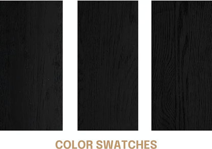 NTC Lupin Wooden Bed Frame with Headboard, Solid Oak and Rubber Wood Foundation with Silent Slats and Wood Central Supports, 1000 Lb Capacity, Effortless Assembly, Queen - Burnt Black