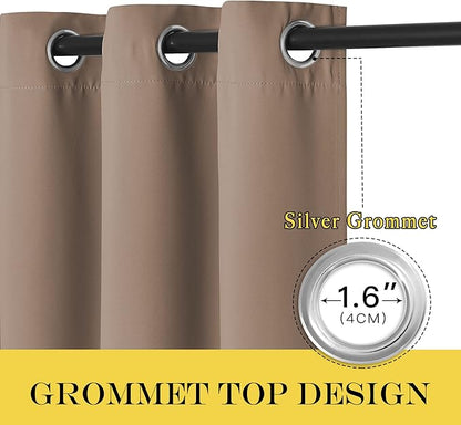 NICETOWN Blackout Curtain 90 inches Long for Bedroom - Grommet Light & Heat Blocking Window Treatments Soundproof Drape for Living Room (1 Panel, W52 x L90, Cappuccino)