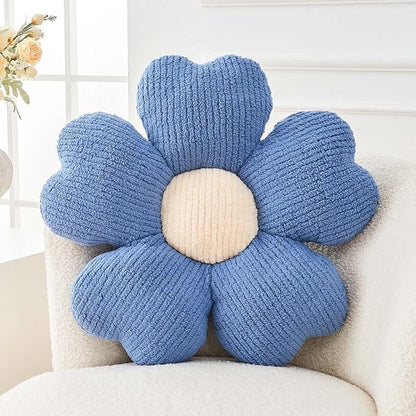Kcvvcr Flower Throw Pillow, Cute Flower Shaped Pillow Decorative Throw Pillow for Bed Couch, Soft Daisy Pillows Floor Seating Cushion Cushions (19.6 Inch Blue)