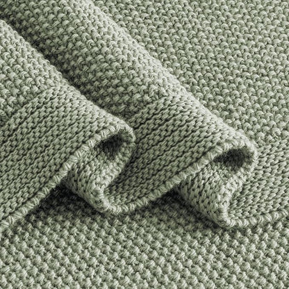 CozeCube Sage Green Throw Blanket for Couch, Soft Cozy Cable Knit Throw for Bed Sofa Living Room, Lightweight Warm Decorative Farmhouse Christmas Blanket, 60"x80", Sage Green