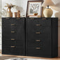 LEYAOYAO Fluted 6 Drawers Dresser for Bedroom Set of 2, 42" Tall Modern Chest of Drawers with Metal Handle, Curved Profile Design,Black Wood Drawer Organizer for Bedroom, Living Room, Hallway