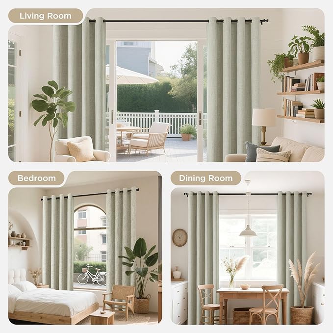 Joydeco Blackout Curtains 90 Inches Long 2 Panels Burg, Room Darkening Curtains for Bedroom, 100% Black Out Textured Thermal Drapes Privacy Protection 2 Panels Set(W52 x L90 Inch, Light Beige)