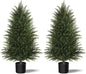 Mavis's Diary Artificial Topiary Ball Tree, Indoor Realistic Faux Boxwood Bush Potted Plants, Outdoor Fake Shrubs Cedar Evergreen Plants for Home Living Room Front Porch Decor (2, 4ft)