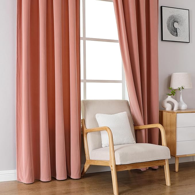 Joydeco Customized Velvet Curtains - Luxury Thermal Insulated Pink Velvet, Bedroom & Living Room, Rod Pocket, 1 Panel, Custom Size