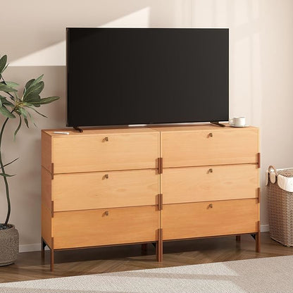 Stackable 3 Drawers Dresser, Customizable Chest of Drawers for Bedroom, Living Room, Closet, Easy Assembly Wood Furnitures Cabinet, 30 inch Width Beech and Basswood Color Combo