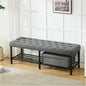55.5" End of Bed Bench, Modern Linen Button Tufted Bedroom Bench, Upholstered Storage Shoe Bench with Metal Base, Dinning Table Bench for Living Room, Bedroom, Entryway,Grey