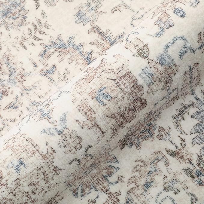 Taupe Runner Rug 3x12 Hallway Machine Washable Kitchen Vintage Distressed Non Slip Long Carpet Indoor Retro Floral Bedroom Accent Throw Rug for Bathroom Office Laundry Dining Living Room