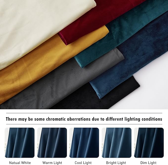RYB HOME Velvet Curtains 72 inches Length, Back Tab & Rod Pocket Soft Fabric Curtains & Drapes for Home Office Attic Cafe Basement, Black, W 52 x L 72, 2 Panels Set