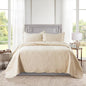 HoneiLife Quilt Set Queen Size - 3 Piece Embroidered Microfiber Bedspread Reversible Coverlet Lightweight Bedcover Paisley Pattern Bedding Set All Season Quilts-Khaki