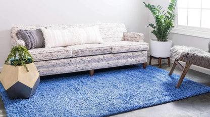 Unique Loom Solid Shag Collection Area Rug (2' 2" x 3' 1" Rectangle, Periwinkle Blue)