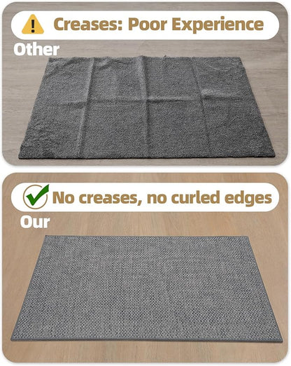 Color&Geometry Ultra-Thin Indoor Door Mat, 36"x56" Low-Profile Non-Slip Entryway Rug with Modern Geometric Texture, Washable Doormat for Indoor Entrance, Front Door, Light Grey (Rolled-up NO Creases)